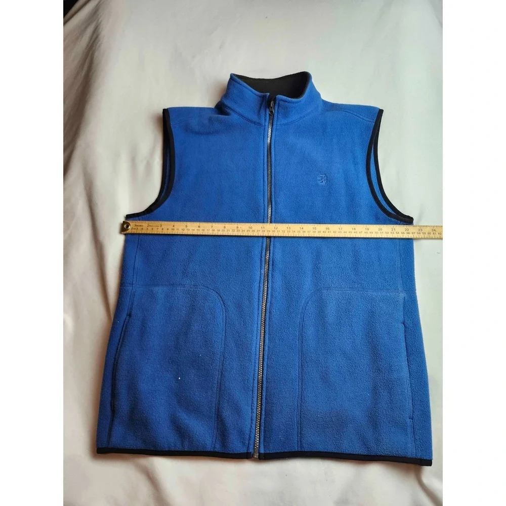 IZOD Fleece Vest Mens Medium Blue Full Zip Sleeveless Jacket Mock Neck Pockets